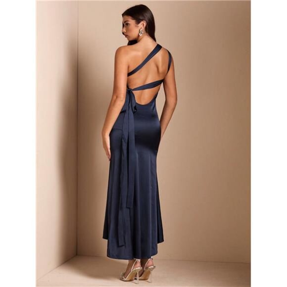 Elegant Women's Backless Satin Dress With Mermaid Tail, Suitable For Night - Picture 1 of 8